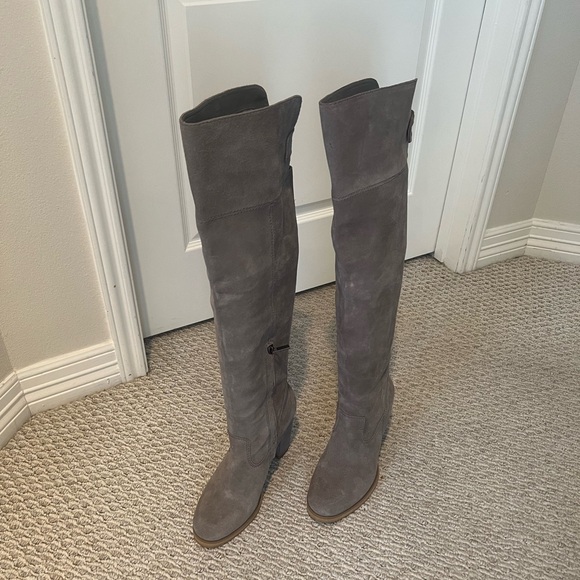 NEIMAN MARCUS | Over the Knee Suede Boots | Dove Grey | Fits Wide Calf | Size 10 - Picture 4 of 11